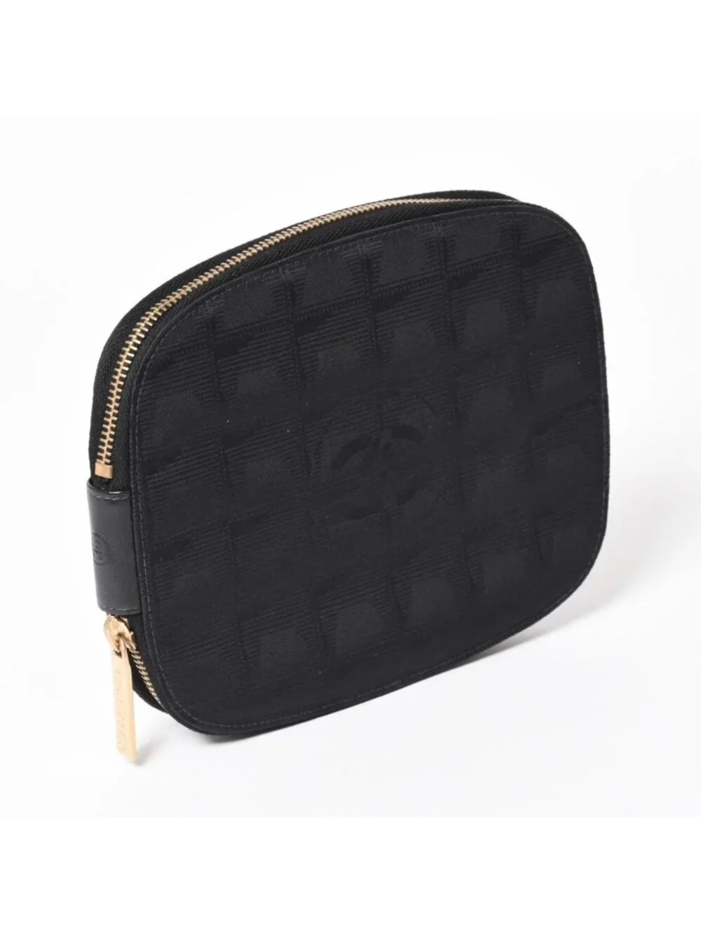 Chanel New Travel Line Multi Pouch CD Case Black CC Logo Nylon Jacquard Fabric